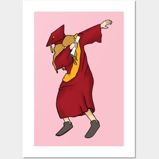 Funny Dabbing Graduation Blonde Girl Posters and Art